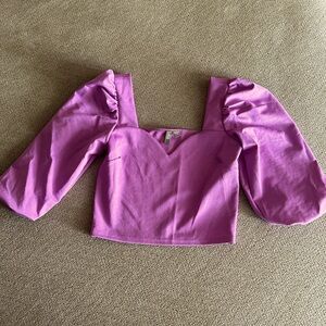 New ASOS puff sleeve purple crop top. Gorgeous color and tts. Size 4.